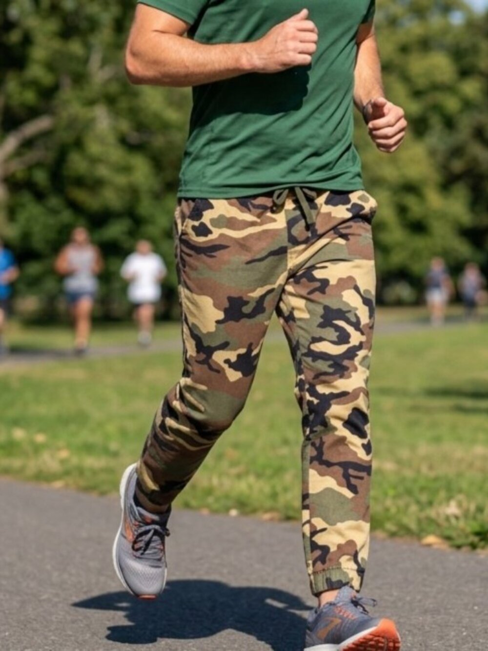 Match Jogger Pants Large woodland Camo 100% Cotton Elastic Waist Drawstring